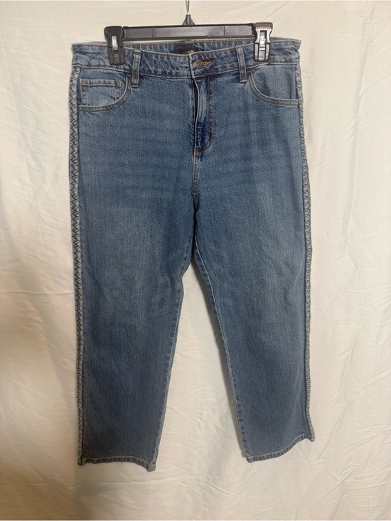 Express Denim - Express Womens Straight Leg Jeans Blue Braided Side Trim Denim Size 10